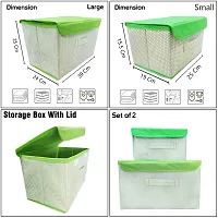 Unicrafts Foldable Storage Box With Lid Storage Box for Wardrobe Clothes, Toy Storage, Non woven Storage Box 1 Pc Small And 1 Pc Large Size Pack of 2 Green-thumb3