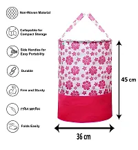 Unicrafts Laundry Bag 45 L Durable and Collapsible Laundry storage Bag with Side Handles Clothes & Toys Storage Foldable Flower Print Laundry Basket Pack of 1 Pc Flower Print Blue (Pink)-thumb2