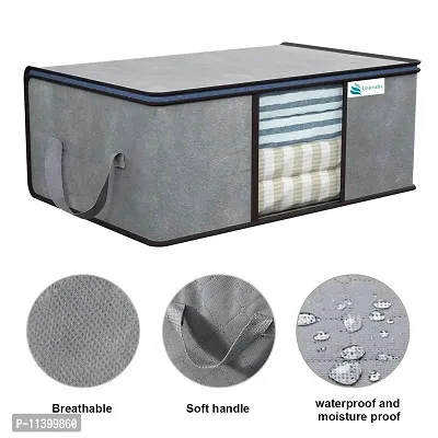 Unicrafts Underbed Storage Bag Foldable Clothing Storage Bag for Clothes Comforter Blanket Organizer with a Large Transparent Window and Side Handles Combo Pack of 3 Pieces Grey (2 Large  1 Medium)-thumb5