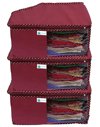 Stylish PU Solid Cloth Organizer - Pack of 3