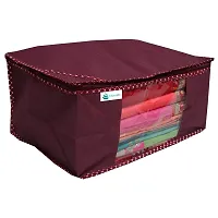 Unicrafts Saree Cover Extra Large Saree Organizer with a Large Transparent Window for Clothes Wardrobe Organiser Non Woven Sari Storage Bags Combo Set of 2 Pc Maroon-thumb3