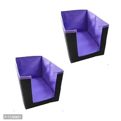 Unicrafts Shirt Stacker Wardrobe Organizer Clothing Organizer Cloth Cover Storage Organizer for Clothes Non Woven Foldable Wardrobe/Closet Organizer Pack of 2 Pc Purple-thumb0