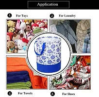 Laundry Bag 45 L Durable and Collapsible Laundry storage Bag with Handles Clothes  Toys Storage Foldable Laundry Bag for Dirty Clothes Pack of Flower Print Blue Pack of 1-thumb2