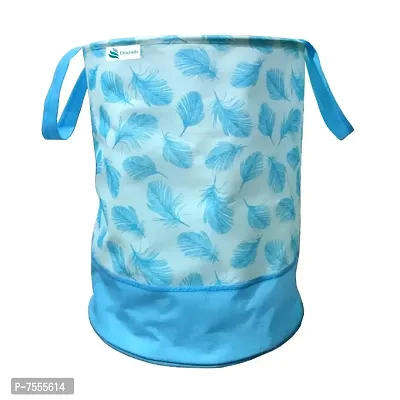 Unicrafts Laundry Bag 45 L Durable and Collapsible Laundry storage Bag with Handles Clothes  Toys Storage Foldable Laundry Bag for Dirty Clothes Pack of 1 Pc Leaf-Blue-thumb0