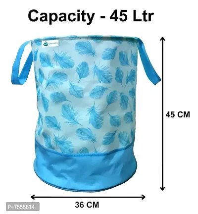 Unicrafts Laundry Bag 45 L Durable and Collapsible Laundry storage Bag with Handles Clothes  Toys Storage Foldable Laundry Bag for Dirty Clothes Pack of 1 Pc Leaf-Blue-thumb4