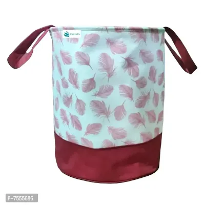 Unicrafts Laundry Bag 45 L Durable and Collapsible Laundry storage Bag with Handles Clothes  Toys Storage Foldable Laundry Bag for Dirty Clothes Pack of 1 Pc Leaf-Maroon-thumb0