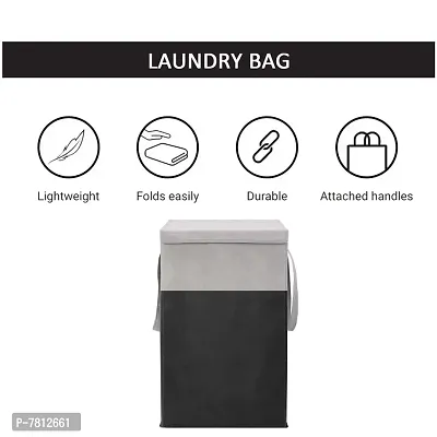 Unicrafts Laundry Bag for Clothes 68 L Laundry Basket With Lid Durable and Collapsible Laundry storage Bag with Side Handles Clothes  Toys Storage Foldable Laundry Bag for Dirty Clothes Pack01 Gray-B-thumb2