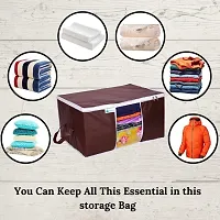 Underbed Storage Bag Storage Organizer Blanket Storage Bag for Wardrobe Organizer Blanket Cover with a large Transparent Window and Side Handles Pack of 6 Brown-thumb2