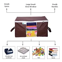 Underbed Storage Bag Storage Organizer Blanket Storage Bag for Wardrobe Organizer Blanket Cover with a large Transparent Window and Side Handles Pack of 6 Brown-thumb3