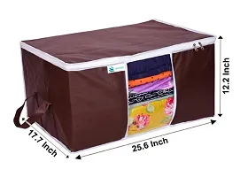 Underbed Storage Bag Storage Organizer Blanket Storage Bag for Wardrobe Organizer Blanket Cover with a large Transparent Window and Side Handles Pack of 6 Brown-thumb4