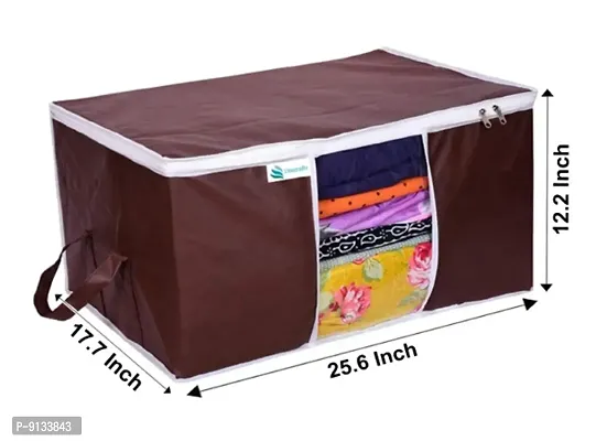 Unicrafts Underbed Storage Bag Storage Organizer Blanket Storage Bag for Wardrobe Organizer Blanket Cover with a large Transparent Window and Side Handles Pack of 2 Brown-thumb5