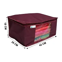 Unicrafts Saree Cover Extra Large Saree Organizer with a Large Transparent Window for Clothes Wardrobe Organiser Non Woven Sari Storage Bags Combo Set of 4 Pc Maroon-thumb3