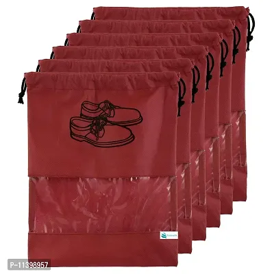 Unicrafts Shoe Cover Travel Shoe Bag Non Woven Shoe Storage Covers Portable Shoe Pouch for Travelling and Footwear Pack of 6 Pc Maroon