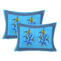 Home@shop Jaipuri Look Cotton Printed Single Bedsheet with One Pillow Cover -Blue-thumb2