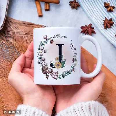 Letter J Flower Alphabet mug Best Gift for your Loved Once For Special Day Ceramic Coffee Mug 350 ml-thumb3