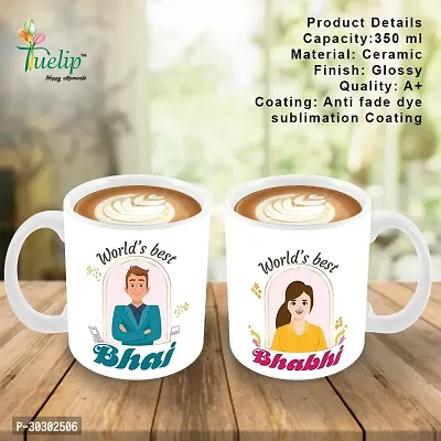 Printed Design of Worlds Best Bhai And Bhabhi for Tea And Coffee Ceramic Coffee Mug 350 ml-thumb3