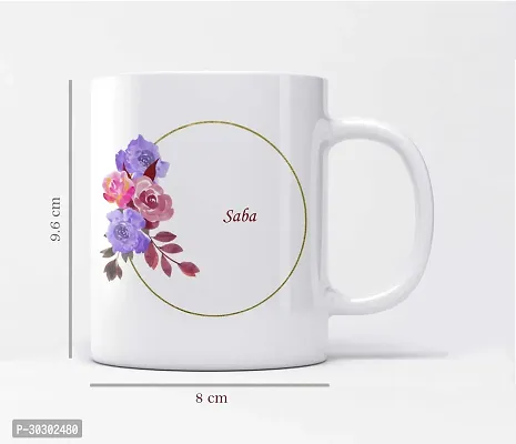 Name Saba Printed Floral Design Ceramic Coffee Mug 350 ml-thumb2