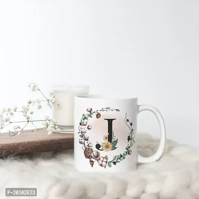 Letter J Flower Alphabet mug Best Gift for your Loved Once For Special Day Ceramic Coffee Mug 350 ml