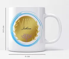 Name Jaskaran Printed Blue Gold Circle Design Ceramic Coffee Mug 350 ml-thumb1