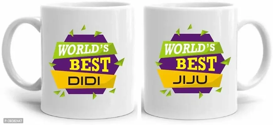 Worlds Best Didi And Worlds Best Jiju Printed Ceramic Coffee Mug 330 ml Pack of 2