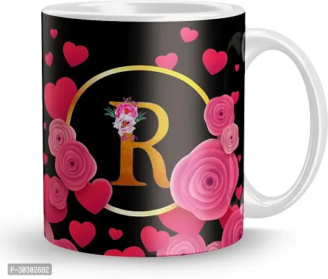 Letter R Pink Floral Background design printed Ceramic Coffee Mug 320 ml-thumb2