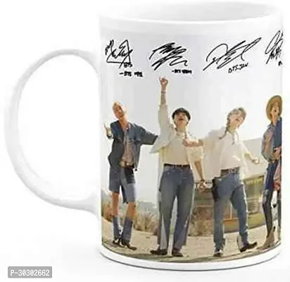 White Cup with BTS Cowboys Picture Group Ceramic Coffee Mug 330 Ml