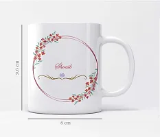 Name Shoaib Printed Floral and Leaves Design White Ceramic Coffee Mug 350 ml-thumb1