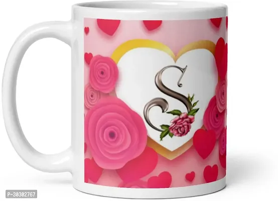 Letter S Floral Alphabet Coffee Best Gift for Loved Once on Special Days Ceramic Coffee Mug 330 ml-thumb3