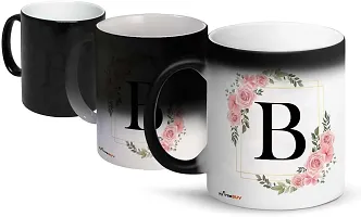 Letters B Ceramic Magic Cup 1Pcs Alphabet Floral Coffee Cup Letter Ceramic Coffee Mug 325 ml-thumb1