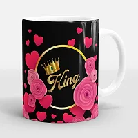 King Queen Printed Couple Cup Coffee Tea Cup set Ideal for Husband And WifeFath Ceramic Coffee Mug 320 ml Pack of 2-thumb1