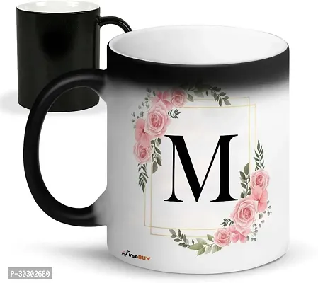 Letters M Ceramic Magic Cup 1Pcs Alphabet Floral Coffee Cup Letter Ceramic Coffee Mug 325 ml