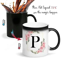 Letters P Ceramic Magic Cup 1Pcs Alphabet Floral Coffee Cup Letter Ceramic Coffee Mug 325 ml-thumb2