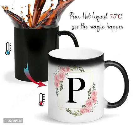 Letters P Ceramic Magic Cup 1Pcs Alphabet Floral Coffee Cup Letter Ceramic Coffee Mug 325 ml-thumb3