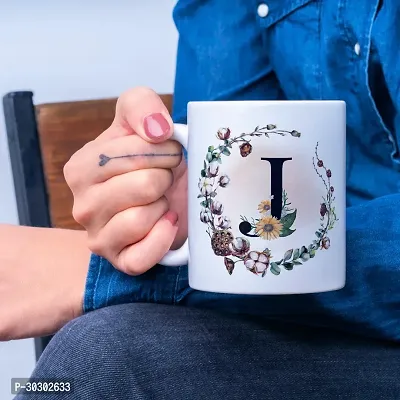 Letter J Flower Alphabet mug Best Gift for your Loved Once For Special Day Ceramic Coffee Mug 350 ml-thumb4