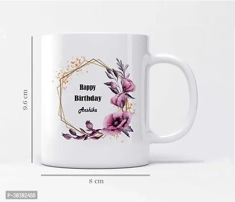 Beautiful Floral Design Name Anshika Printed Ceramic Coffee Mug 325 ml-thumb2