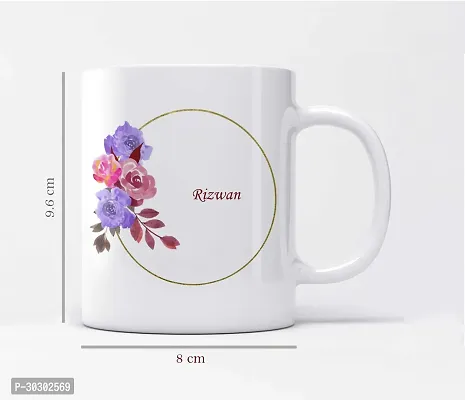 Name Rizwan Printed Floral Design Ceramic Coffee Mug 350 ml-thumb2