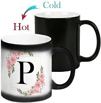 Letters P Ceramic Magic Cup 1Pcs Alphabet Floral Coffee Cup Letter Ceramic Coffee Mug 325 ml-thumb3