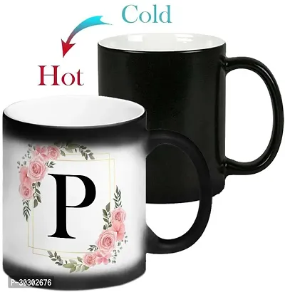 Letters P Ceramic Magic Cup 1Pcs Alphabet Floral Coffee Cup Letter Ceramic Coffee Mug 325 ml-thumb4