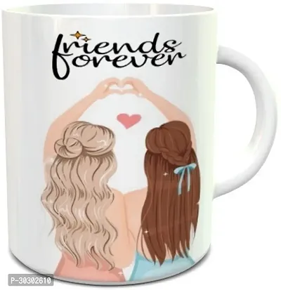 Friends Forever Girls Printed White Ceramic Coffee Mug 325 ml