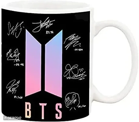 BTS Signature BTS Bangtan Boys Hd Printed White Ceramic Coffee 350 Ml Ceramic Coffee Mug 350 ml-thumb0