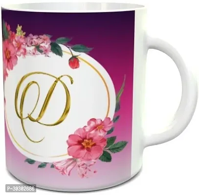 Floral Letter D written white mug Ceramic Coffee Mug 325 ml-thumb2