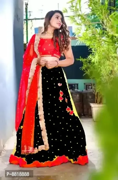 Womans Net Embroidered lehenga Choli With Duptta