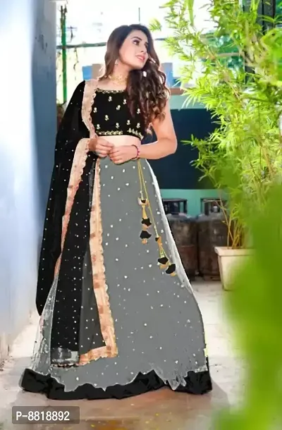 Womans Net Embroidered lehenga Choli With Duptta