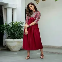 AESTHETIC PARADIGM Soft Rayon Maroon Gota Work Kurti for Women-thumb2