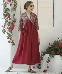 AESTHETIC PARADIGM Soft Rayon Maroon Gota Work Kurti for Women-thumb3