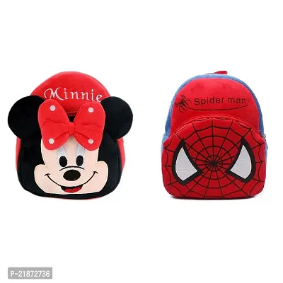 Aviaaz Minnie Red  Spider red Combo Kids School Bag Cute Backpacks for Girls/Boys/Animal Cartoon Mini Travel Bag Backpack for Kids Girl Boy 2-6 Years-thumb0