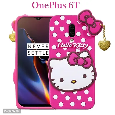 Stylish Trendy Hello Kitty Back Cover For Oneplus 6T Soft Silicon Girls Phone Case Cover