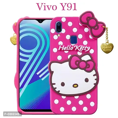 Stylish Trendy Hello Kitty Back Cover For Vivo Y91 Soft Silicon Girls Phone Case Cover-thumb0