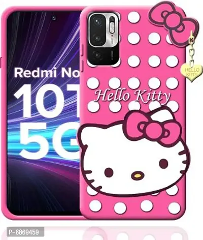Stylish Trendy Hello Kitty Back Cover For Redmi Note 10T 5G Soft Silicon Girls Phone Case Cover-thumb0