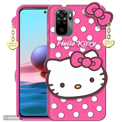 Stylish Trendy Hello Kitty Back Cover For Redmi Note 10 Soft Silicon Girls Phone Case Cover